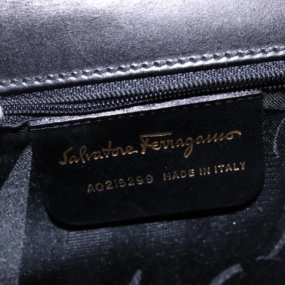 Salvatore Ferragamo Gancini Shoulder Bag Leather Black Gold Auth 106875