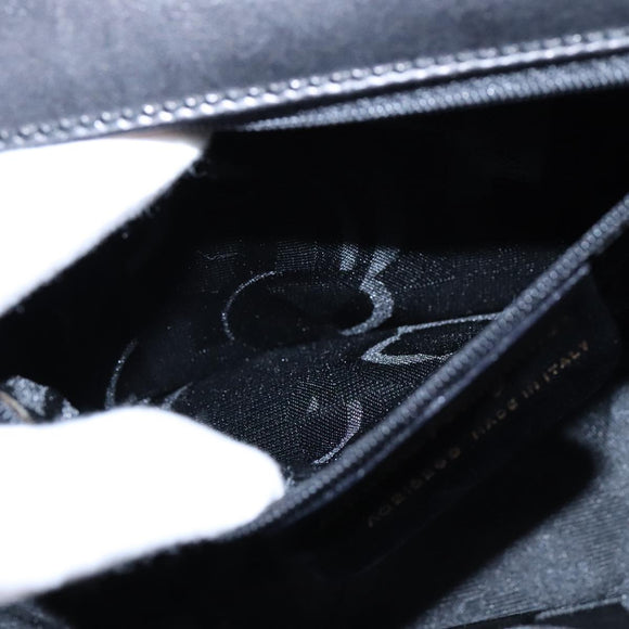 Salvatore Ferragamo Gancini Shoulder Bag Leather Black Gold Auth 106875