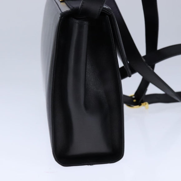 Salvatore Ferragamo Gancini Shoulder Bag Leather Black Gold Auth 106875