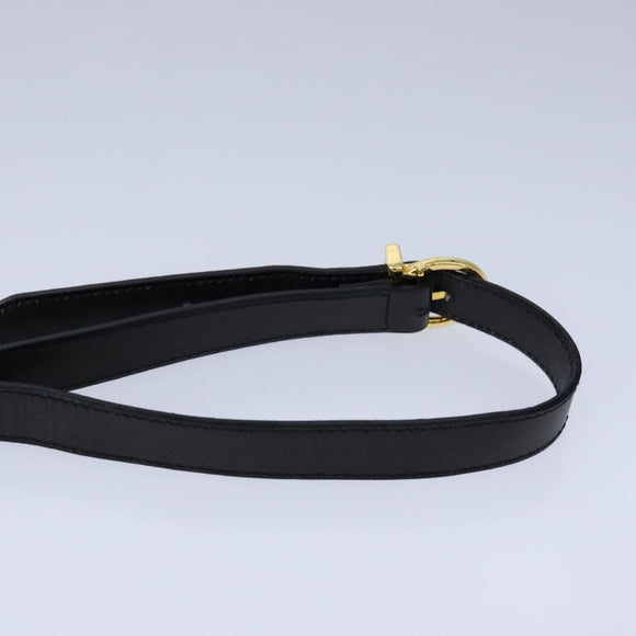 Salvatore Ferragamo Gancini Shoulder Bag Leather Black Gold Auth 106875