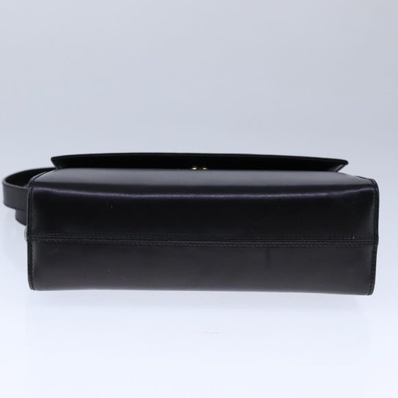 Salvatore Ferragamo Gancini Shoulder Bag Leather Black Gold Auth 106875