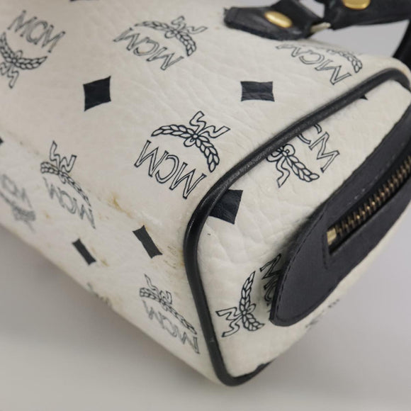 MCM Vicetos Logogram Mini Hand Bag PVC Leather White Auth 106889