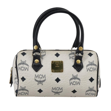 MCM Vicetos Logogram Mini Hand Bag PVC Leather White Auth 106889 - 0