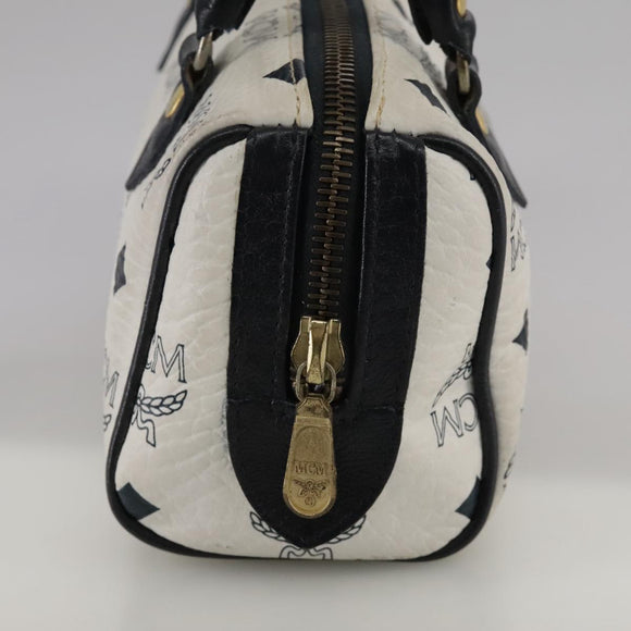 MCM Vicetos Logogram Mini Hand Bag PVC Leather White Auth 106889