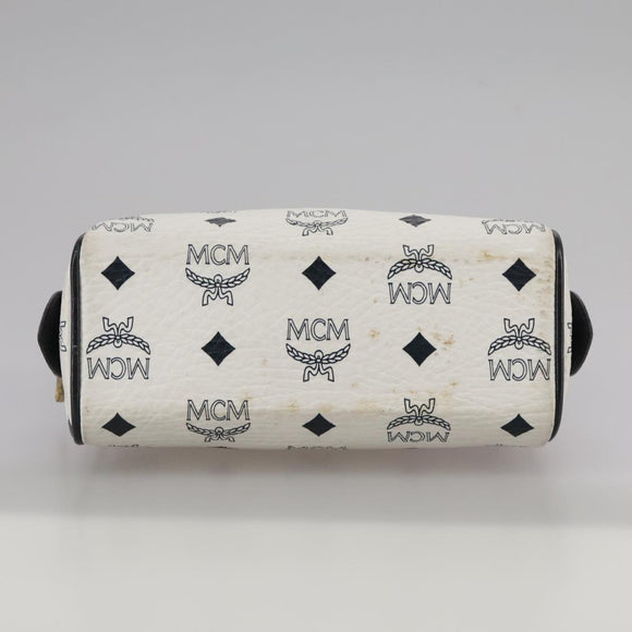MCM Vicetos Logogram Mini Hand Bag PVC Leather White Auth 106889