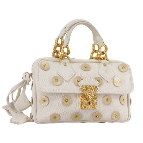 LOUIS VUITTON Tinkerbell Polka Dots Panama Bag Canvas White M95407 Auth 106959