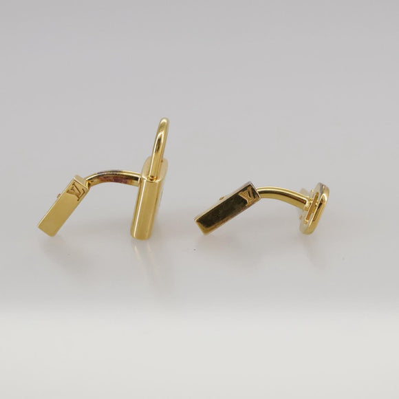 LOUIS VUITTON Bouton De Manchette Cuffs Ag925 Gold LV Auth 107014