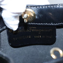 Salvatore Ferragamo Hand Bag Enamel Black Auth 107226-12