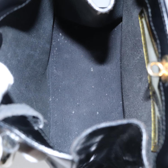 Salvatore Ferragamo Hand Bag Enamel Black Auth 107226