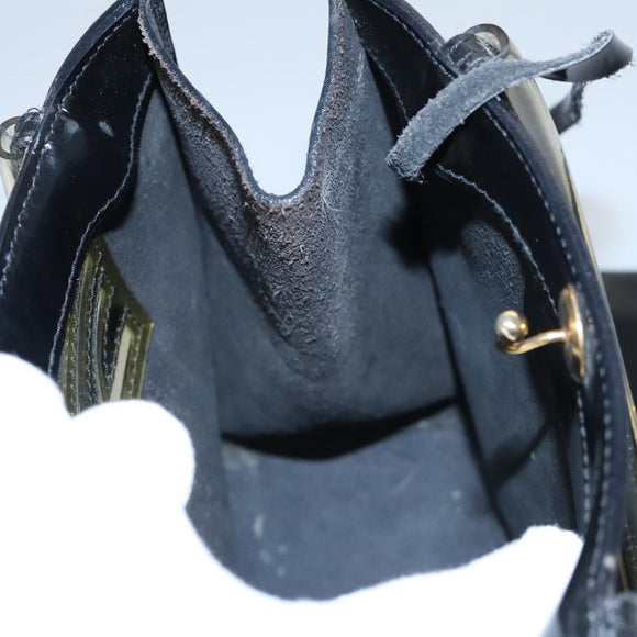 Salvatore Ferragamo Hand Bag Enamel Black Auth 107226