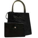 Salvatore Ferragamo Hand Bag Enamel Black Auth 107226-1