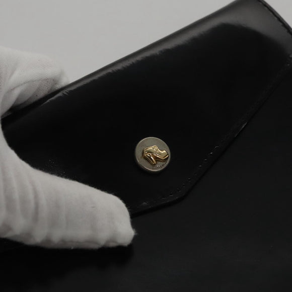 Salvatore Ferragamo Hand Bag Enamel Black Auth 107226