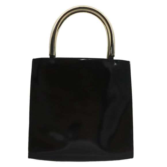 Salvatore Ferragamo Hand Bag Enamel Black Auth 107226