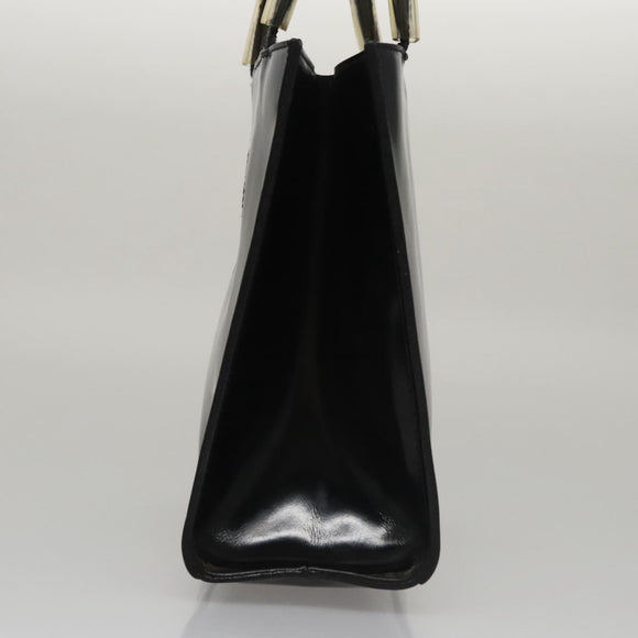 Salvatore Ferragamo Hand Bag Enamel Black Auth 107226