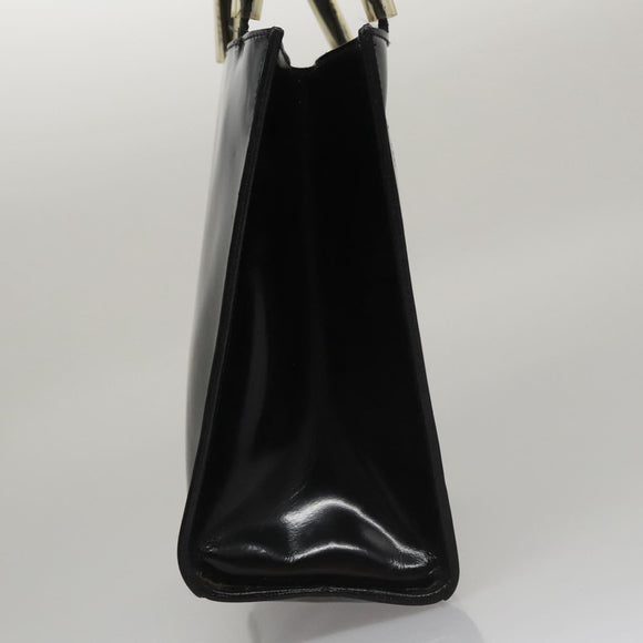 Salvatore Ferragamo Hand Bag Enamel Black Auth 107226