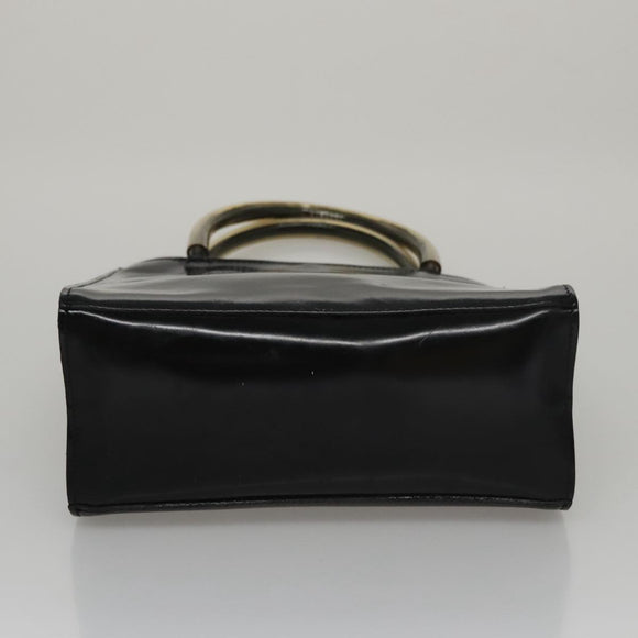 Salvatore Ferragamo Hand Bag Enamel Black Auth 107226