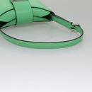 Salvatore Ferragamo Gancini Shoulder Bag Leather Green Silver Auth 107228AV-9