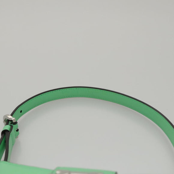 Salvatore Ferragamo Gancini Shoulder Bag Leather Green Silver Auth 107228AV