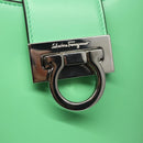 Salvatore Ferragamo Gancini Shoulder Bag Leather Green Silver Auth 107228AV-24