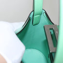 Salvatore Ferragamo Gancini Shoulder Bag Leather Green Silver Auth 107228AV-25