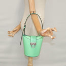 Salvatore Ferragamo Gancini Shoulder Bag Leather Green Silver Auth 107228AV-28