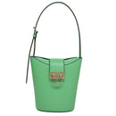 Salvatore Ferragamo Gancini Shoulder Bag Leather Green Silver Auth 107228AV-13