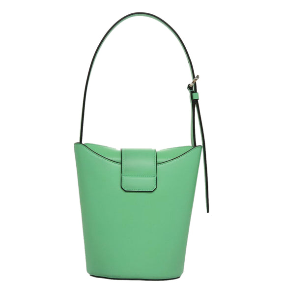 Salvatore Ferragamo Gancini Shoulder Bag Leather Green Silver Auth 107228AV