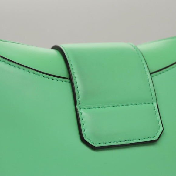 Salvatore Ferragamo Gancini Shoulder Bag Leather Green Silver Auth 107228AV