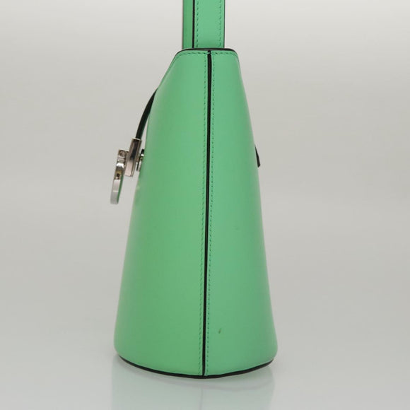 Salvatore Ferragamo Gancini Shoulder Bag Leather Green Silver Auth 107228AV