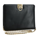 Salvatore Ferragamo Gancini Shoulder Bag Leather Black Gold Auth 107232-1