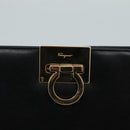 Salvatore Ferragamo Gancini Shoulder Bag Leather Black Gold Auth 107232-10