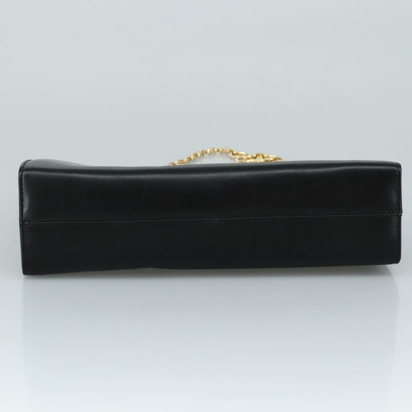 Salvatore Ferragamo Gancini Shoulder Bag Leather Black Gold Auth 107232