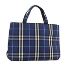 Burberrys Nova Check Hand Bag Canvas Blue Auth 107242-1