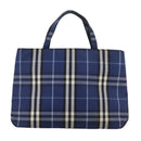 Burberrys Nova Check Hand Bag Canvas Blue Auth 107242-13