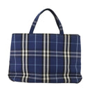 Burberrys Nova Check Hand Bag Canvas Blue Auth 107242-2
