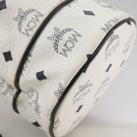 MCM Vicetos Logogram Shoulder Bag PVC Leather White Auth 107278