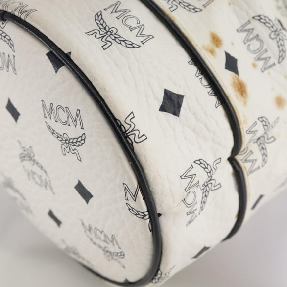 MCM Vicetos Logogram Shoulder Bag PVC Leather White Auth 107278