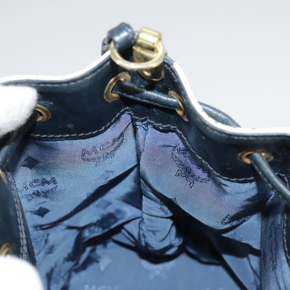 MCM Vicetos Logogram Shoulder Bag PVC Leather White Auth 107278