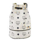 MCM Vicetos Logogram Shoulder Bag PVC Leather White Auth 107278-3