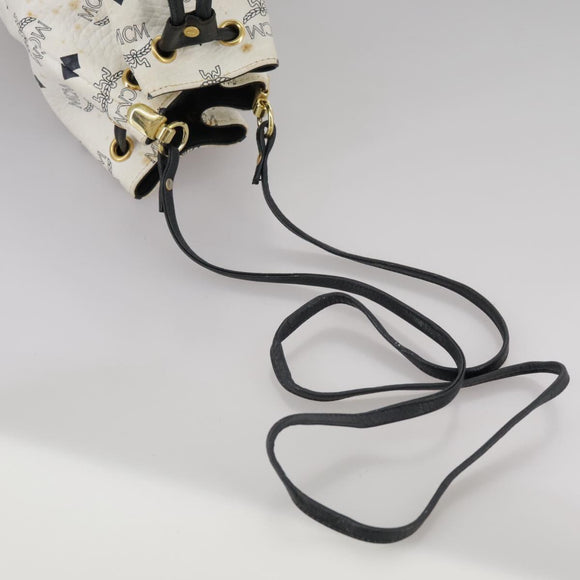 MCM Vicetos Logogram Shoulder Bag PVC Leather White Auth 107278