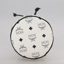 MCM Vicetos Logogram Shoulder Bag PVC Leather White Auth 107278-9