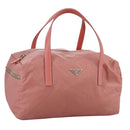 PRADA Boston Bag Nylon Pink Silver Auth 107368-1