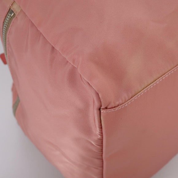 PRADA Boston Bag Nylon Pink Silver Auth 107368