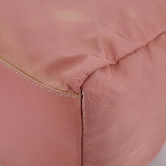 PRADA Boston Bag Nylon Pink Silver Auth 107368