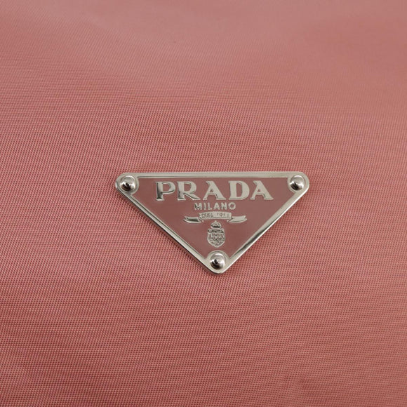 PRADA Boston Bag Nylon Pink Silver Auth 107368