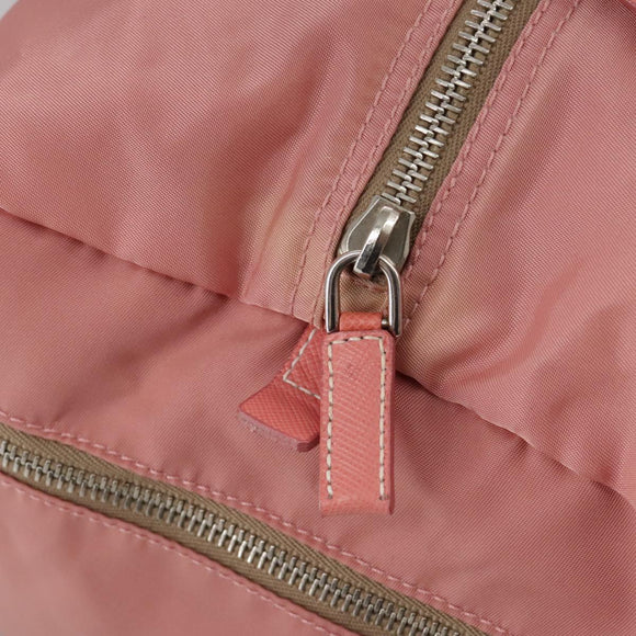 PRADA Boston Bag Nylon Pink Silver Auth 107368