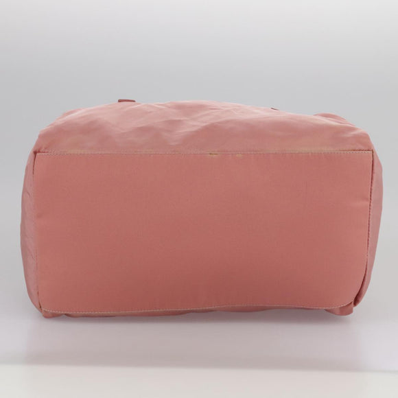 PRADA Boston Bag Nylon Pink Silver Auth 107368
