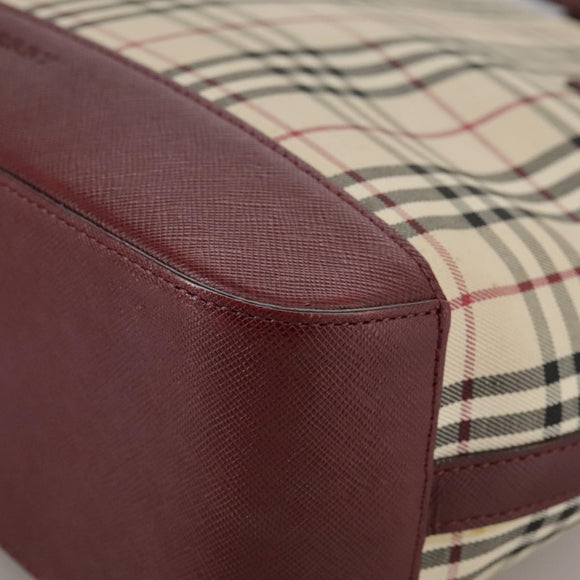 BURBERRY Nova Check Hand Bag Canvas Beige Auth 107370