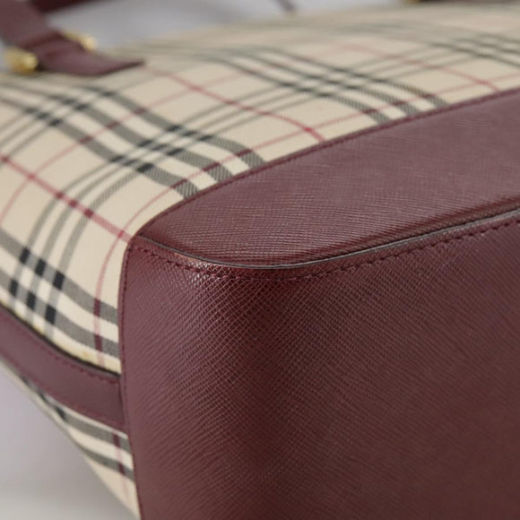 BURBERRY Nova Check Hand Bag Canvas Beige Auth 107370
