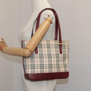 BURBERRY Nova Check Hand Bag Canvas Beige Auth 107370-22